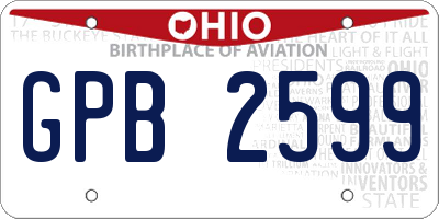 OH license plate GPB2599