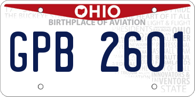 OH license plate GPB2601