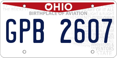 OH license plate GPB2607