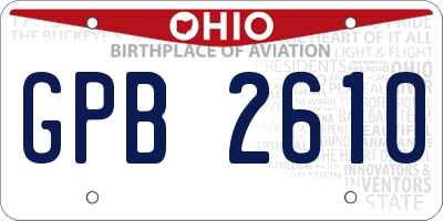 OH license plate GPB2610