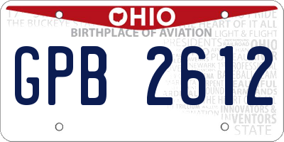 OH license plate GPB2612