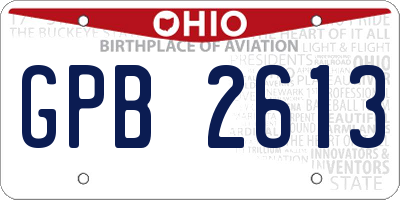 OH license plate GPB2613