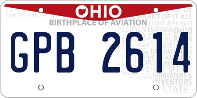 OH license plate GPB2614