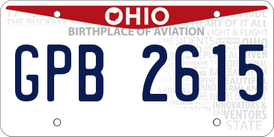 OH license plate GPB2615