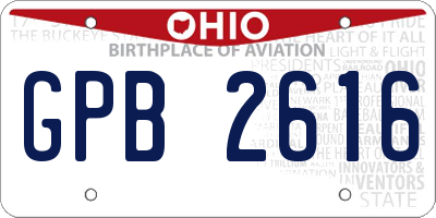 OH license plate GPB2616
