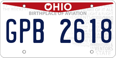 OH license plate GPB2618