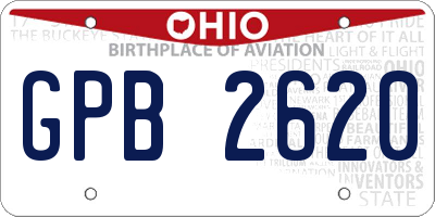 OH license plate GPB2620