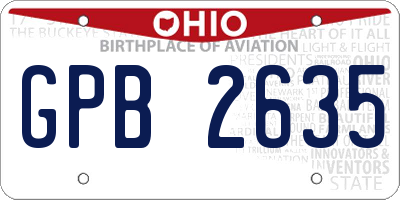 OH license plate GPB2635