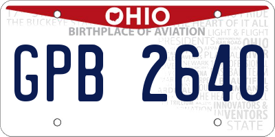OH license plate GPB2640