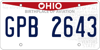 OH license plate GPB2643