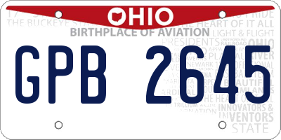 OH license plate GPB2645