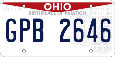 OH license plate GPB2646