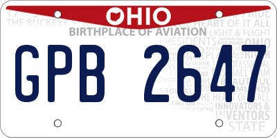 OH license plate GPB2647