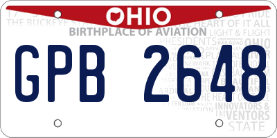 OH license plate GPB2648