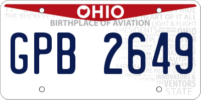 OH license plate GPB2649