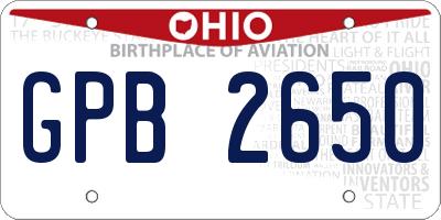 OH license plate GPB2650
