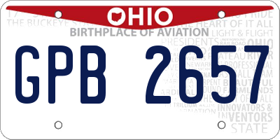 OH license plate GPB2657