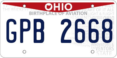 OH license plate GPB2668