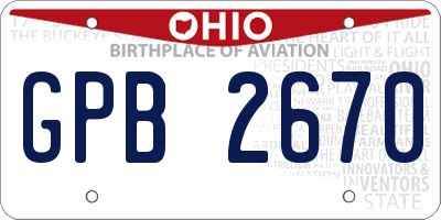 OH license plate GPB2670
