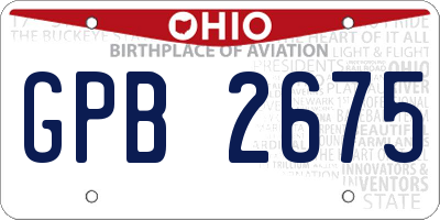 OH license plate GPB2675
