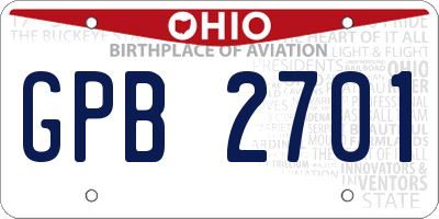 OH license plate GPB2701