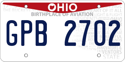 OH license plate GPB2702