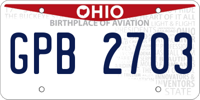 OH license plate GPB2703
