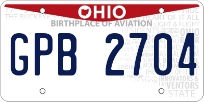 OH license plate GPB2704