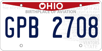 OH license plate GPB2708