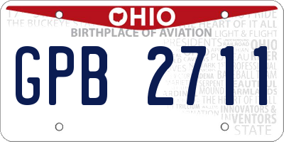 OH license plate GPB2711