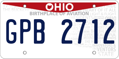 OH license plate GPB2712