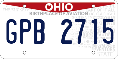 OH license plate GPB2715