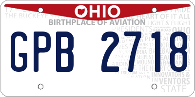 OH license plate GPB2718