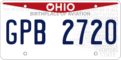 OH license plate GPB2720