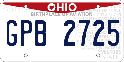 OH license plate GPB2725