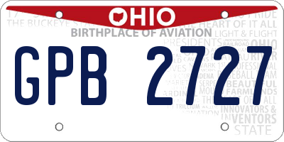 OH license plate GPB2727
