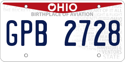OH license plate GPB2728