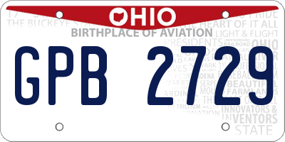 OH license plate GPB2729