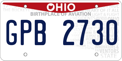 OH license plate GPB2730