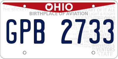 OH license plate GPB2733
