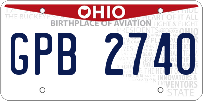 OH license plate GPB2740