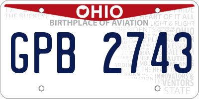 OH license plate GPB2743