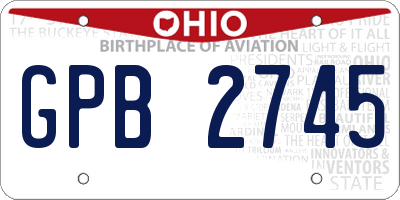 OH license plate GPB2745