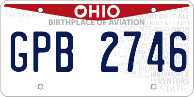 OH license plate GPB2746