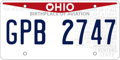 OH license plate GPB2747