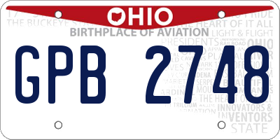 OH license plate GPB2748
