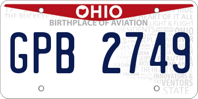 OH license plate GPB2749