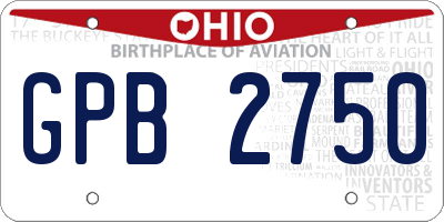 OH license plate GPB2750