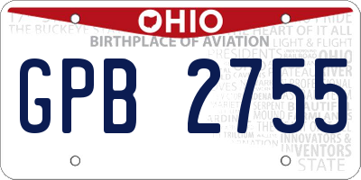 OH license plate GPB2755