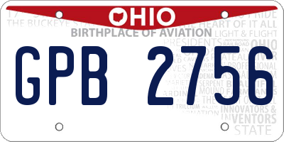 OH license plate GPB2756